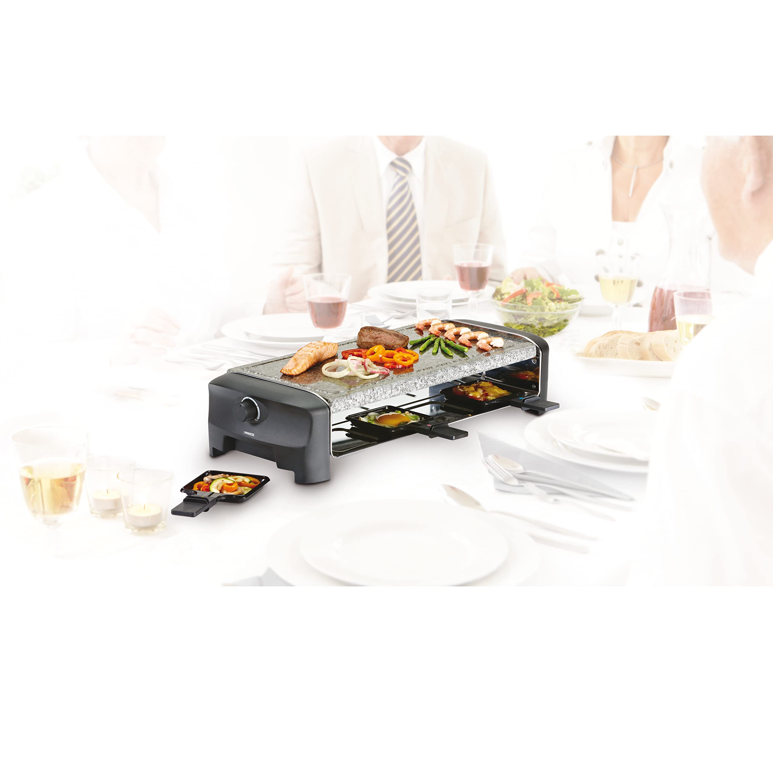 Princess Raclette 162830 Grill Kamienny – Dla 8 Osób z 8 Patelniami I Regulowanym Termostatem