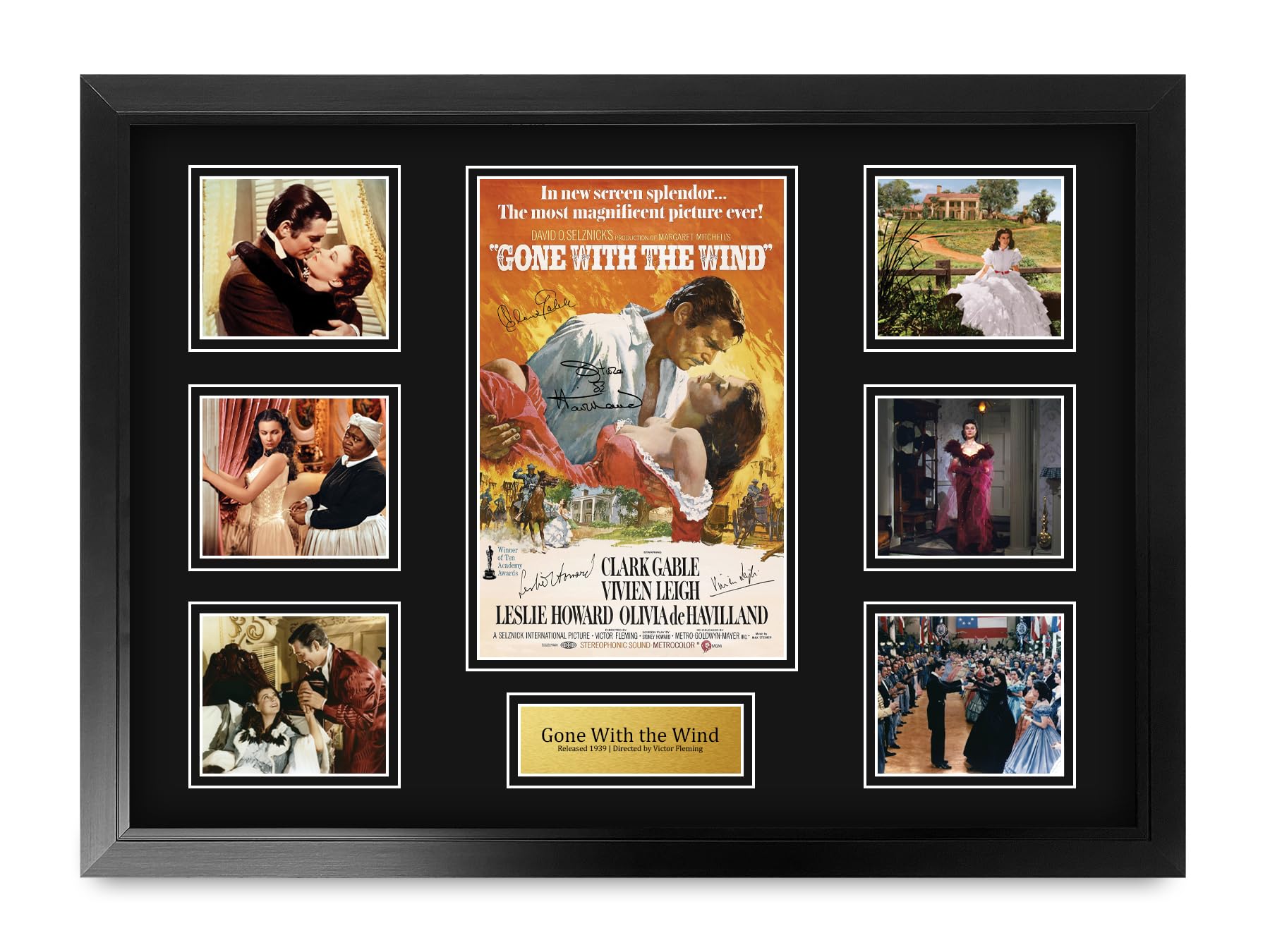 HWC Trading Gone with the Wind Clark Gable Geschenke Geduckter Poster Signiertes Autogramm Foto für Fans von Film Memorabilien - A2 Gerahmt (ID-006477)