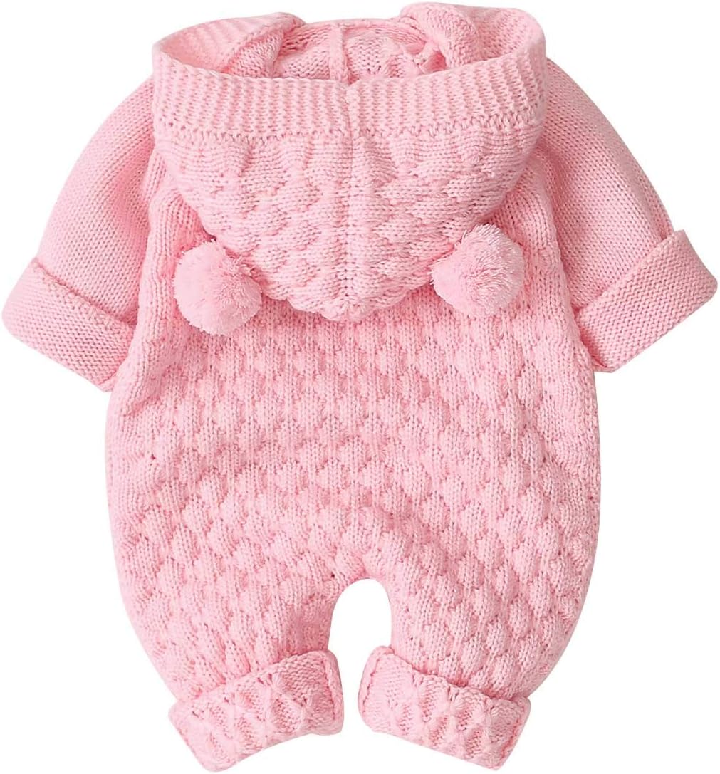 Baby Boy Romper Girls Bodysuit Knitted Hooded Jumpsuit Newborn Kids Cute Toddler Clothes