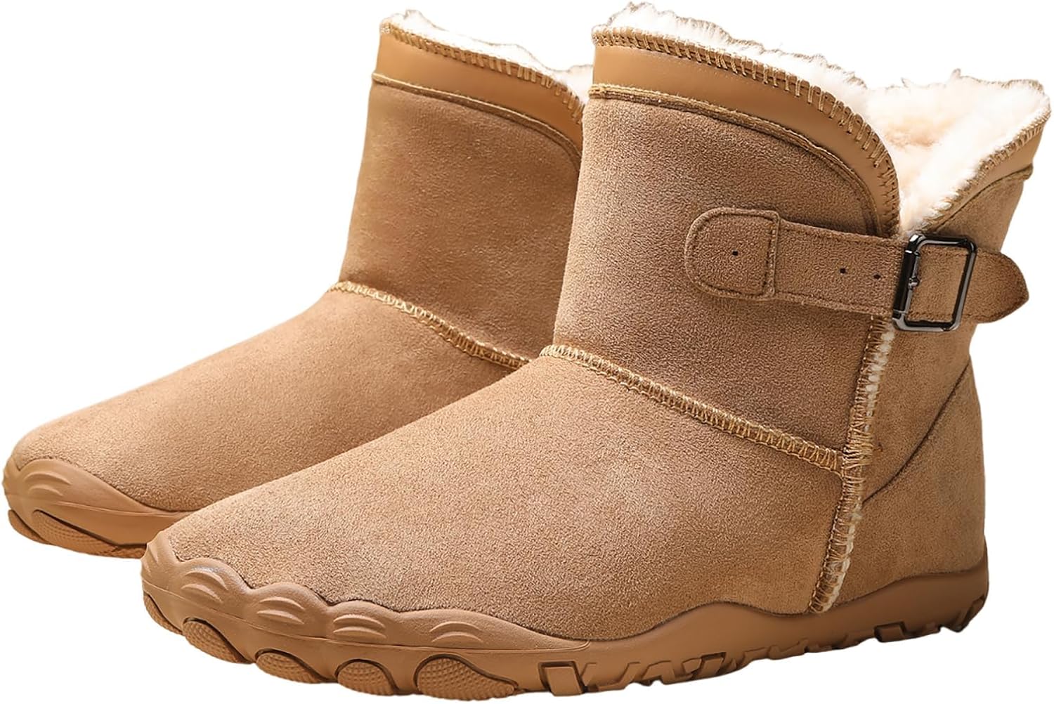 Barefoot Boots Women, Warm Ankle Booties Fur Lined Zero Drop, Winter Snow, Wide Toe Box Design