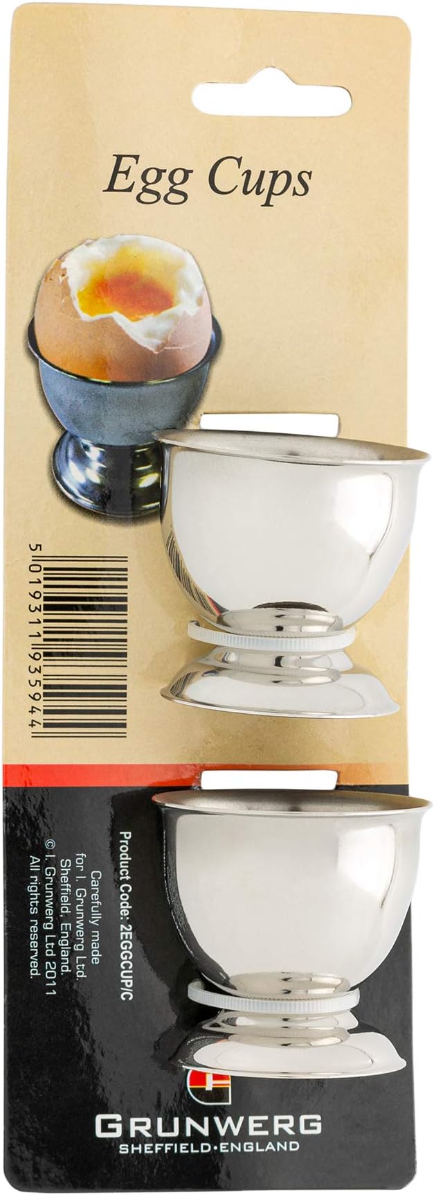 Grunwerg Windsor Carded Egg Cups, Stainless Steel, Mirror, 9 x 5 x 5 cm