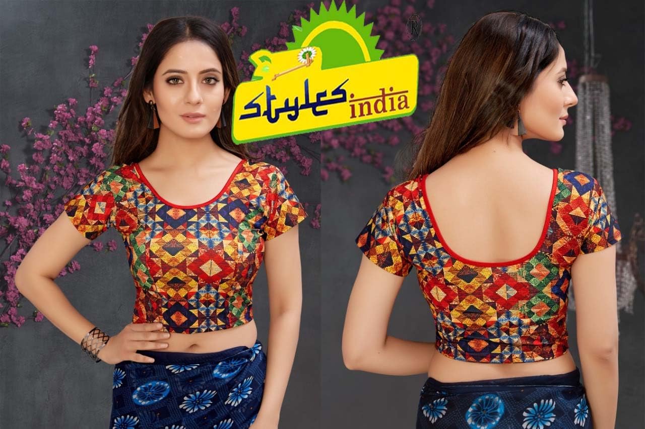 Women's Stretchable Digital Printed Designer Blouse | Vibrant Ethnic Saree Blouse | Choli for Wedding & Festive - Image 3