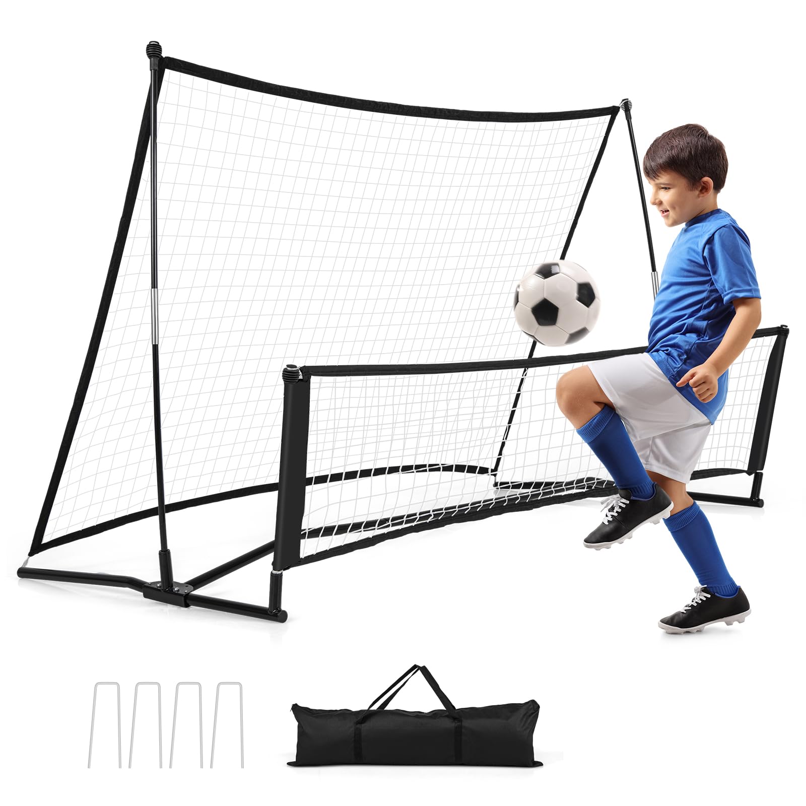 Soccer Trainer 80"x40", rete rimbalzante da calcio 2 in 1 con borsa per il trasporto, rete portatile per allenamento di calcio a due lati per abilità di passaggio di calcio, allenamento di squadra