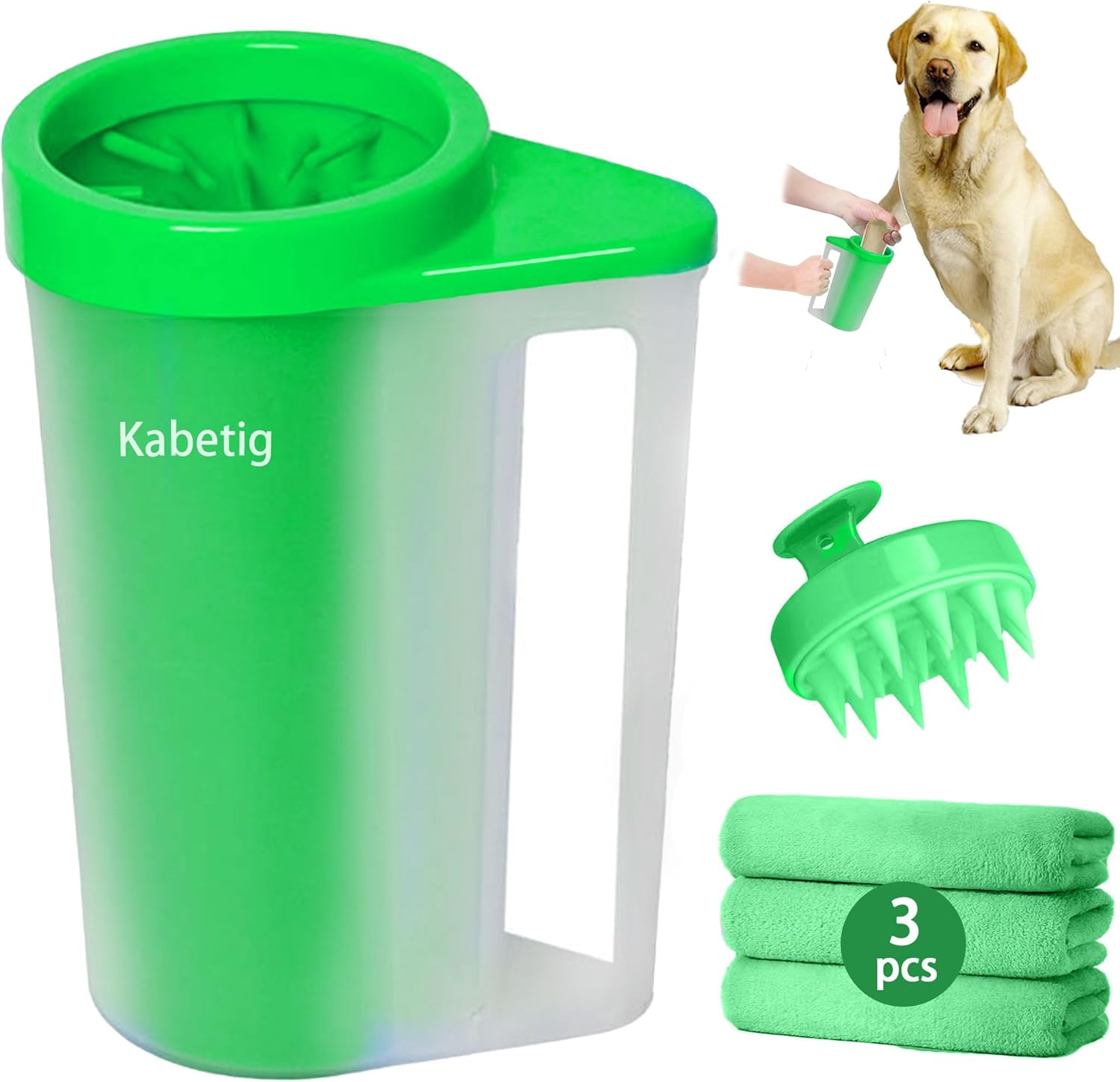 Kabetig Dog Paw Cleaner with Handle for Dogs Large/Extra Large Dog