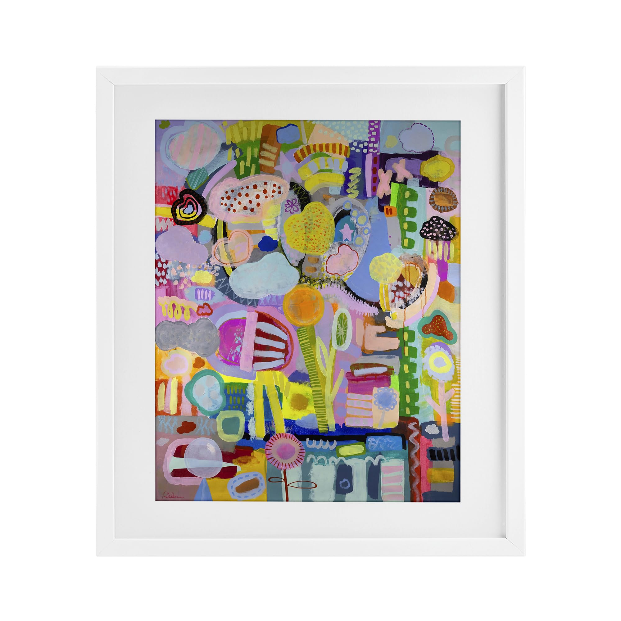Stupell Industries Coastal White (Textured) Whimsical Abstract Collage, 17 X 21 Inch Framed Print Under Glass