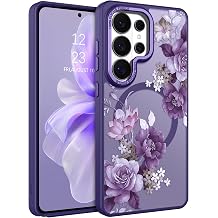 DOMAVER for Samsung Galaxy S25 Ultra Case, Magnetic Phone Case for Samsung S25 Ultra [Compatible with MagSafe] Slim Fit Flowers Floral Design Shockproof Protective Women Girls- Purple Fiery Flower