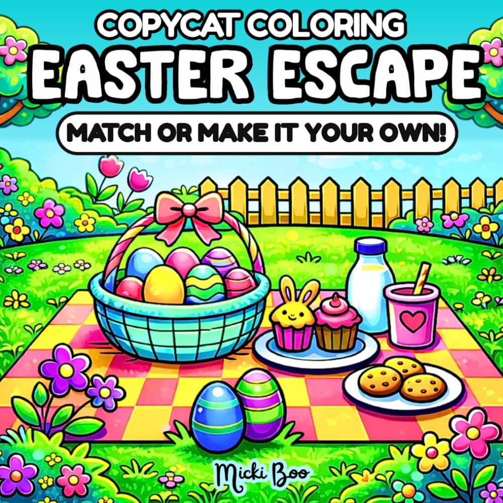 Easter Escape CopyCat Coloring Book: Match or Make It Your Own – Relax and Unwind with Cute, Cozy, Bold and Easy Easter Scenes, Springtime Fun, and Sweet Seasonal Moments