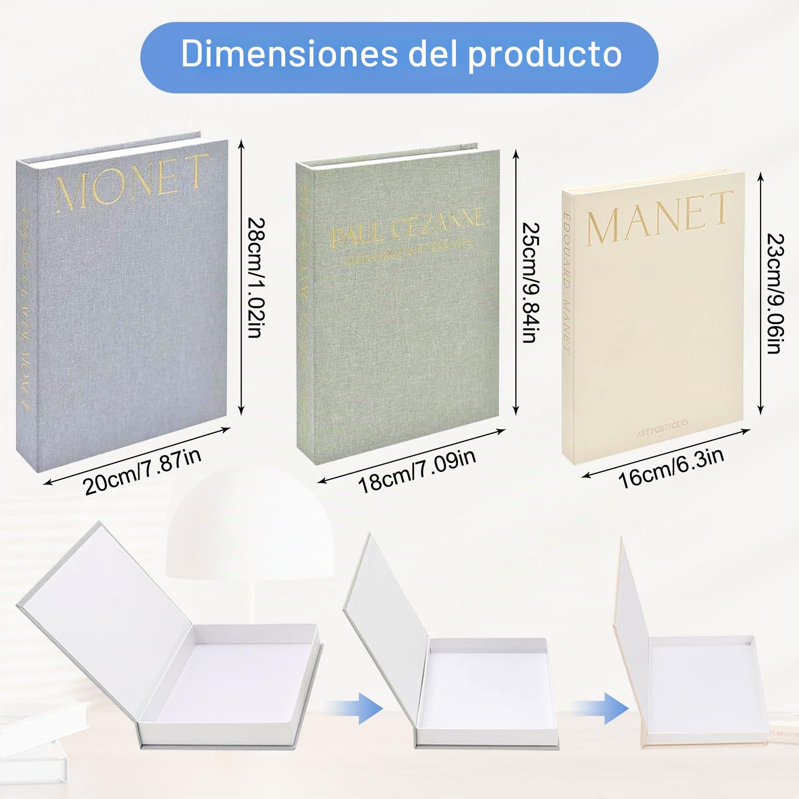 3 libros decorativos con espacio oculto, caja de libros con cierre magnético, libros decorativos, apilables uno encima del otro y diseño Nesting, caja de almacenamiento para mesa de café, estantería