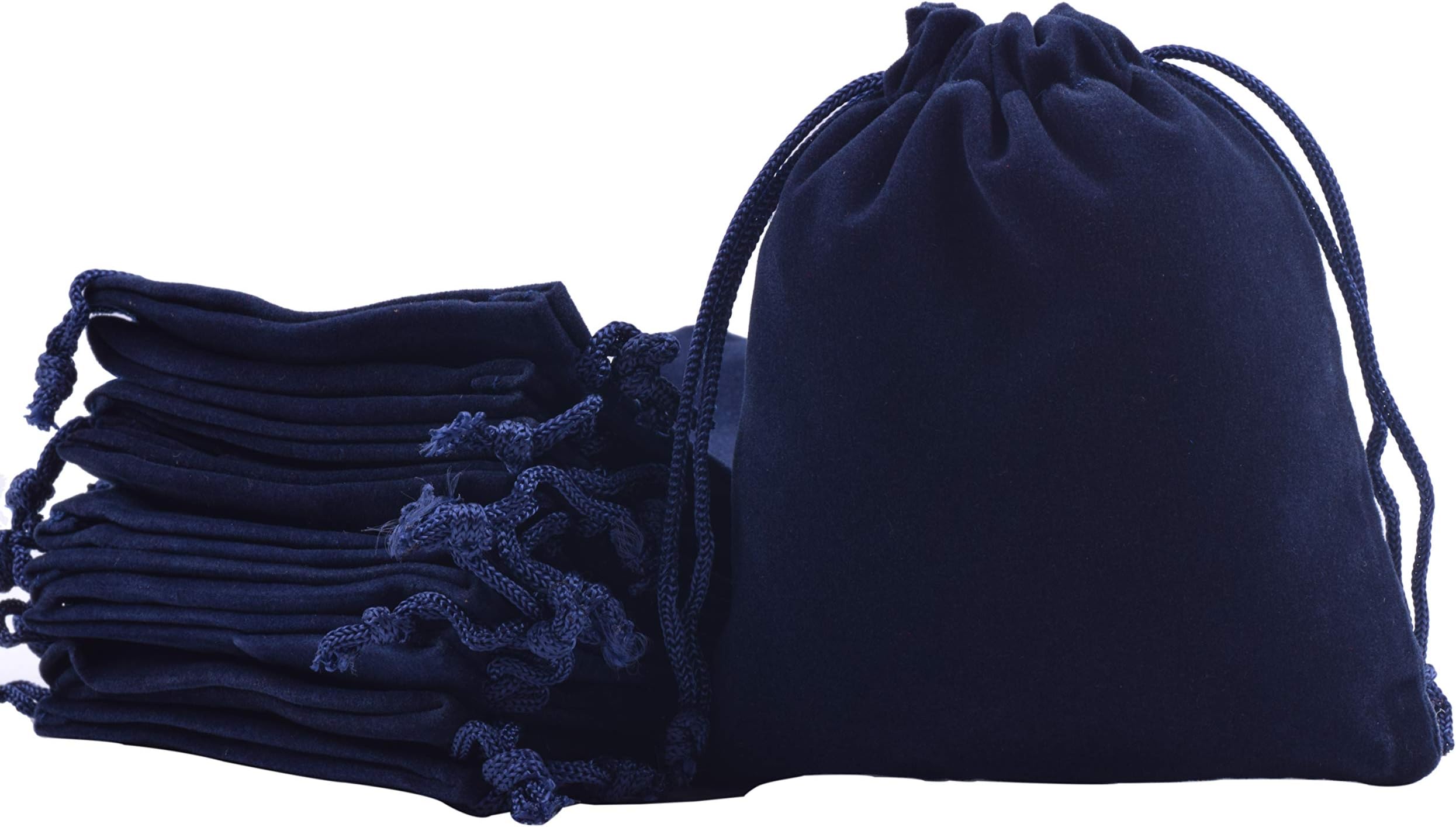 Sansam 50pcs Small Navy Drawstrings Velvet Bags for Jewelry, Gift, Wedding Favors, Candy Bags, Party Favors, 2.8x3.6''
