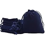 Sansam 50pcs Small Navy Drawstrings Velvet Bags for Jewelry, Gift, Wedding Favors, Candy Bags, Party Favors, 2.8x3.6\'\'