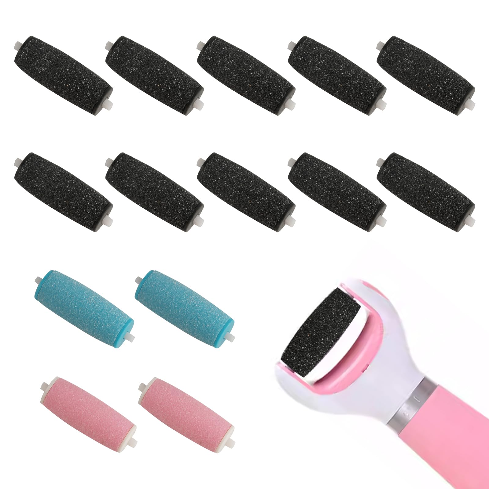 14 unidades para Scholl Velvet Smooth rodillos de repuesto para removedor de callos Scholl, rodillos de repuesto extra gruesos para lima de pies eléctrica, pedicura, juego de cuidado de los pies para