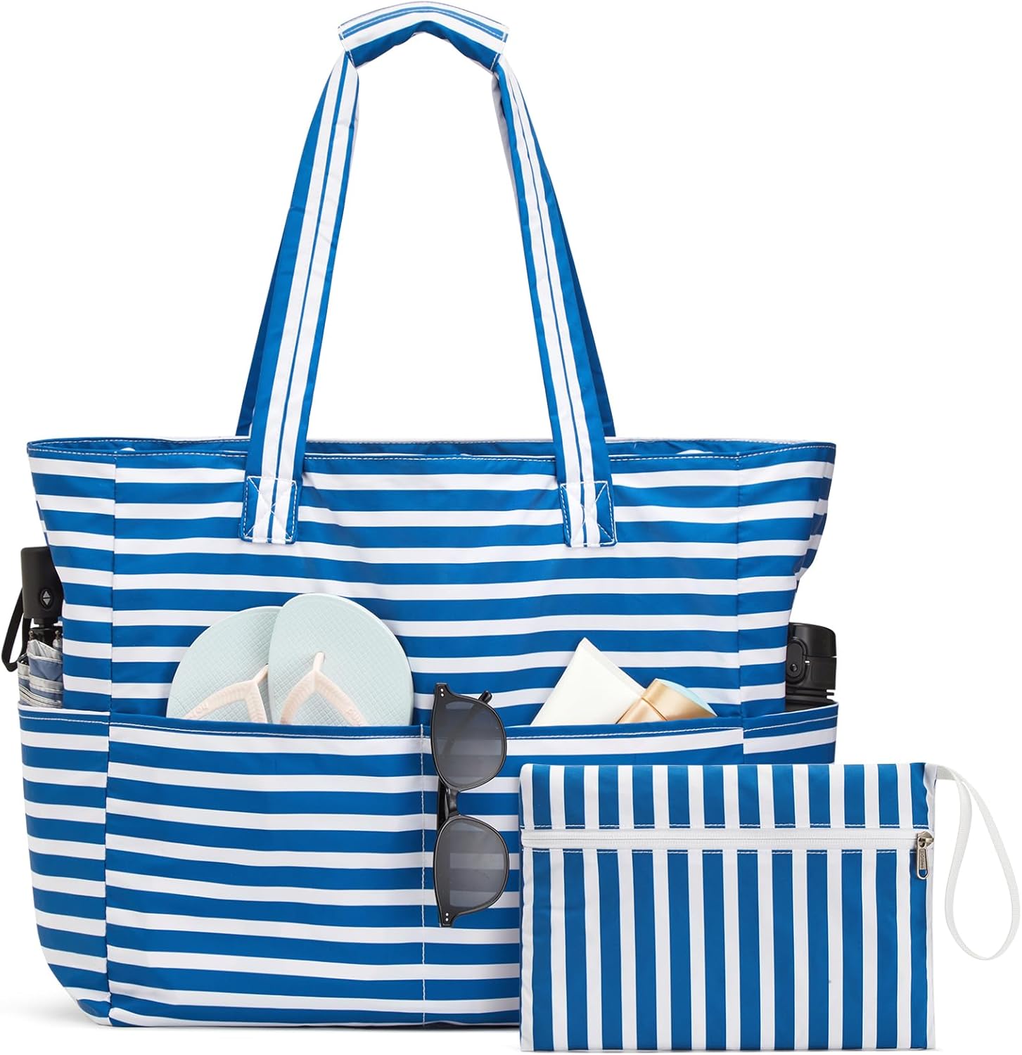 G4Free Beach Bag Waterproof Sandproof, Large Foldable Beach Tote with Zipper for Women, Pool Travel Swim Grocery Tote Bags