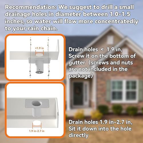 Miniatura 2 de PHWOTAN Adaptador de canal de cadena de lluvia mejorado, instalación de extensión de cadenas de lluvia de aluminio, adaptador de canalón para cadena