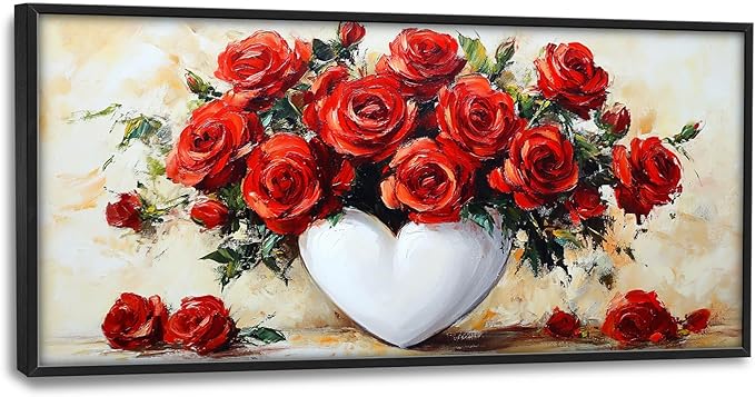 Rose Wall Art Red Flower Pictures Wall Decor Romantic Roses Large