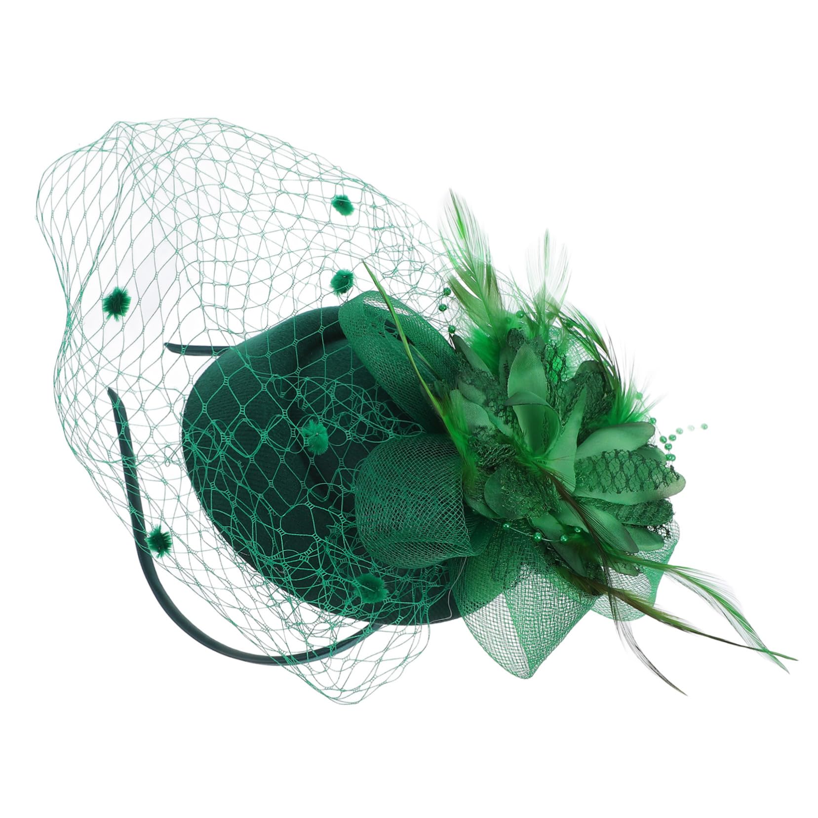 Beavorty 4 Piezas flor de cabeza de malla tocados verdes para bodas diadema fascinador tocado de fiesta de té clip fascinator para la fiesta del té fascinador de la del pluma