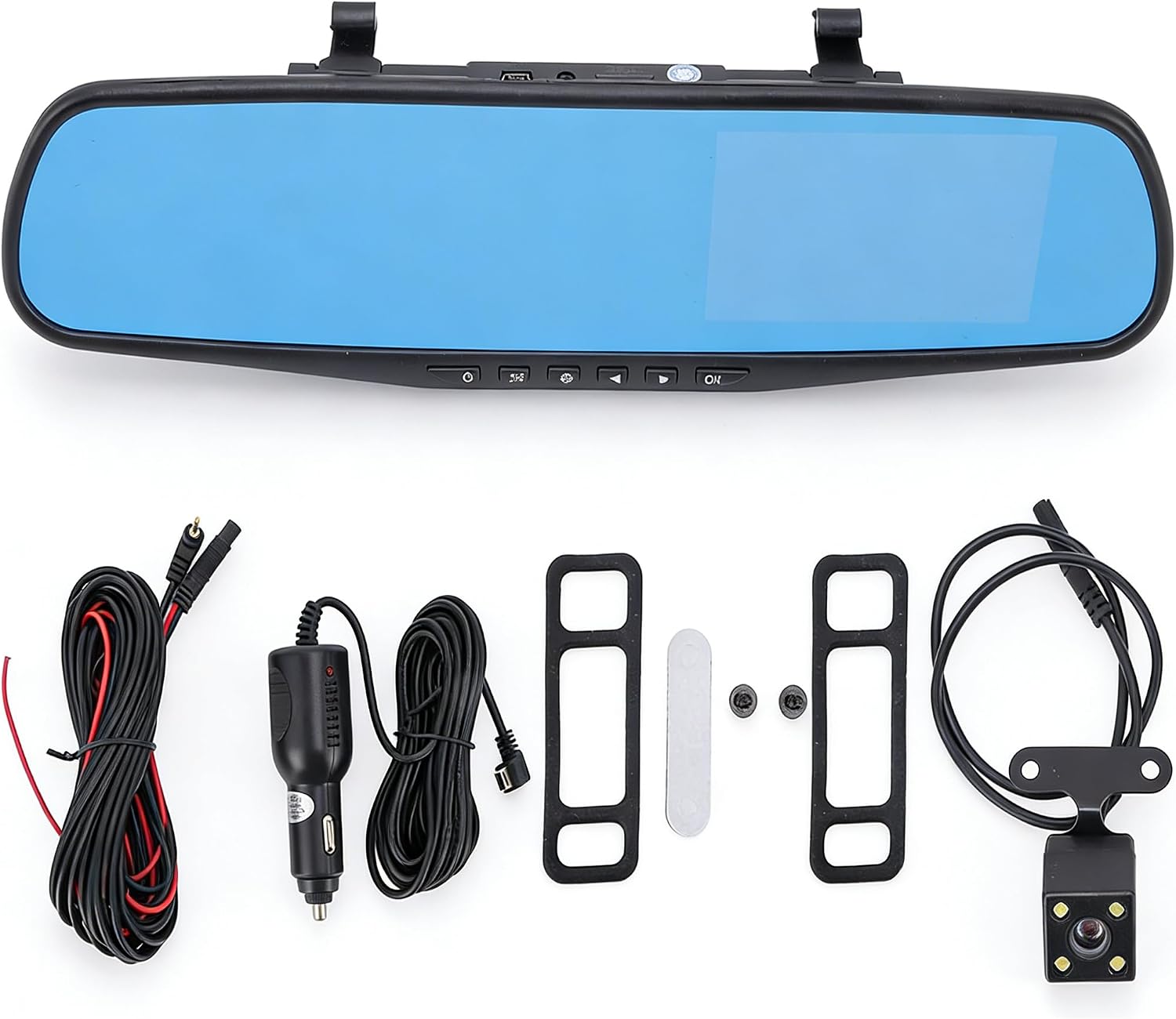 Luqeeg Rearview Mirror Dash Cam, 4.3in Screen 1080P Full Smart Rearview Mirror Camera, Front and Rear Camera, 170° Wide Angle, WDR Technology, G Sensor, Parking Assistance