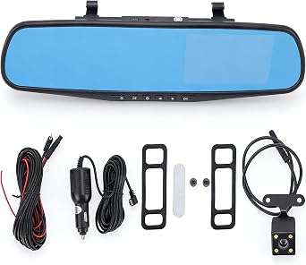 Luqeeg Rearview Mirror Dash Cam, 4.3in Screen 1080P Full Smart Rearview Mirror Camera, Front and Rear Camera, 170 Wide Angle, WDR Technology, G Sensor, Parking Assistance