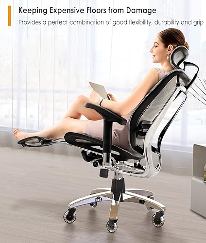 Miniatura 6 de MaxGear Ruedas para silla de oficina de 3 pulgadas ruedas de repuesto de goma suave silenciada universales para todos los pisos alfombras de madera