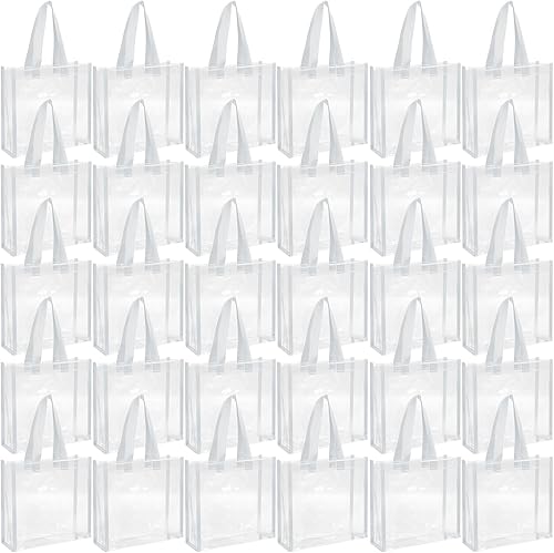 Paterr 30 bolsas transparentes aprobadas por estadios a granel de 10 x 10 x 4 pulgadas, bolsas de plástico de regalo con asa para mujeres, gimnasio