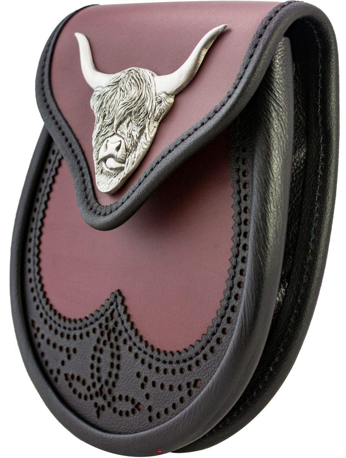 I LUV LTD Day Kilt Sporran, Cuoio Morbido 4 Stili Prodotto in Scozia con Catena in Vita
