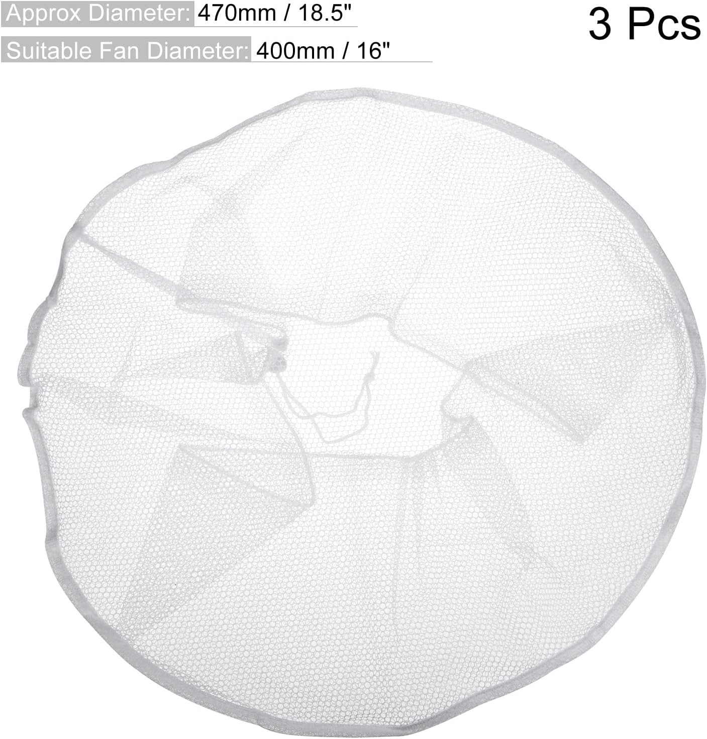 MECCANIXITY Electric Fan Dust Cover 16 Inch Washable Dustproof Guard Mesh Net for Protection, White Pack of 3