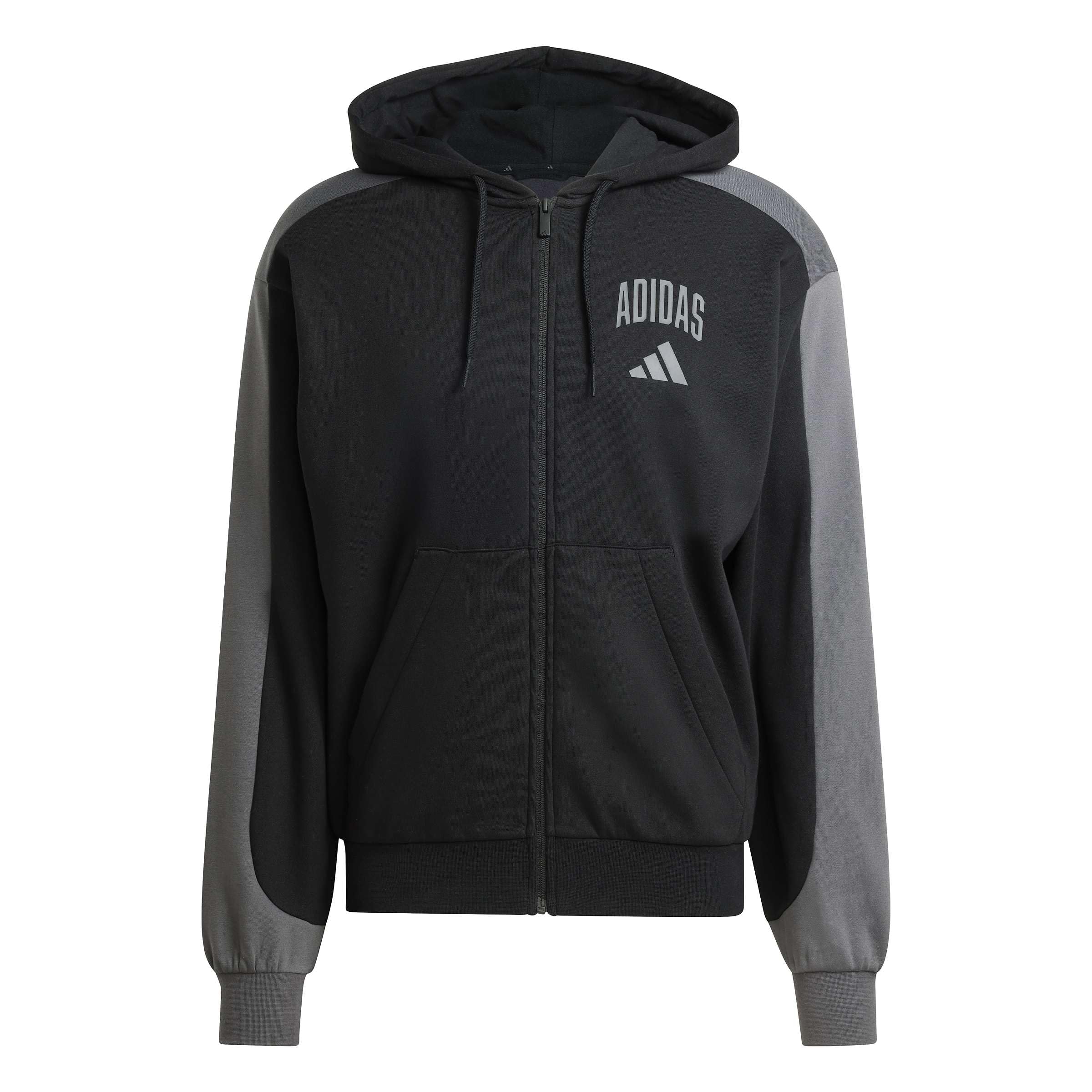 adidas Men's COLLEGIATE FLEECE FULL-ZIP, black/grey six, L