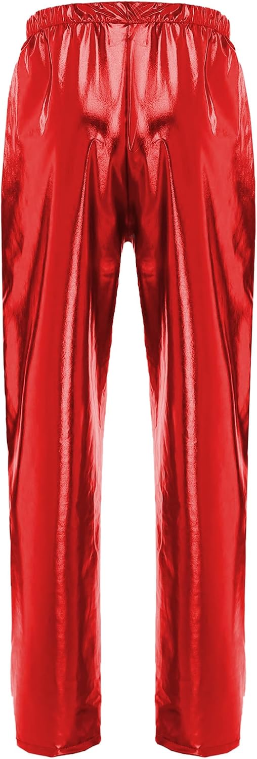 JanJean Metallic Shiny Disco Pants for Men Nightclub Rave Party Outfit Festival Party Fancy Dress Costume