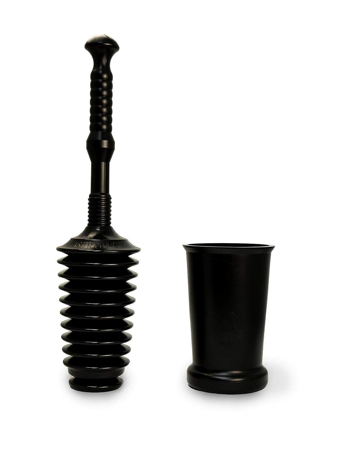 Master Plunger MP500-3TB Heavy Duty Bathroom Toilet Plunger Kit with Tall Bucket Equipped with Air Release Valve Black