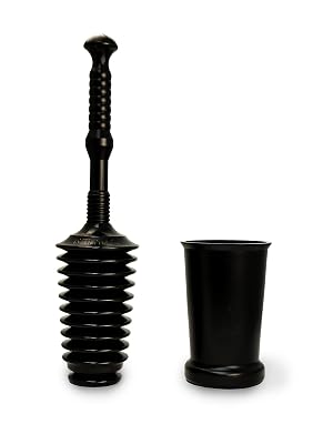Master Plunger MP500-3TB Heavy Duty Bathroom Toilet Plunger Kit with Tall Bucket Equipped with Air Release Valve Black