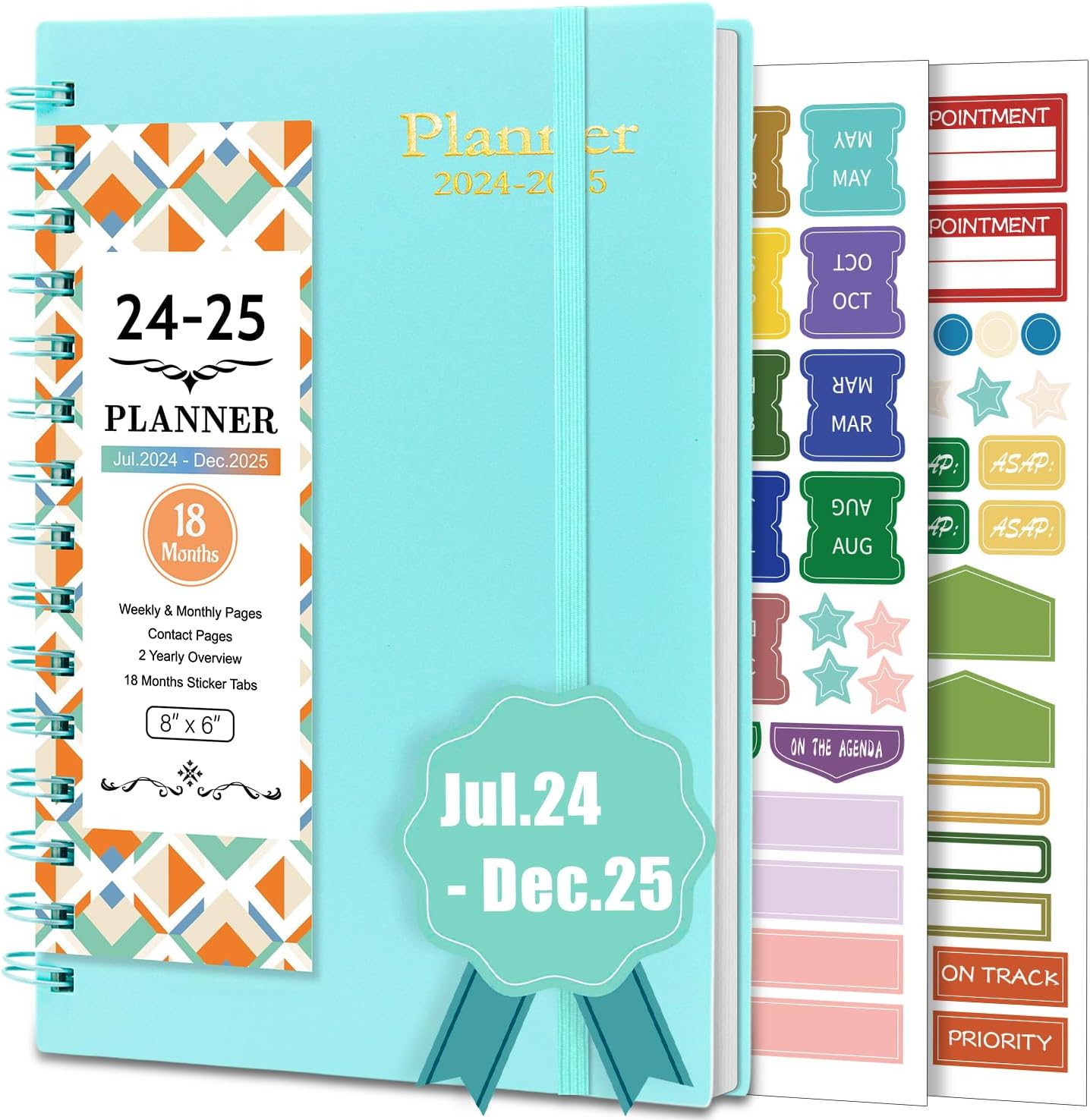 Weekly Planner Diary 20242025, 18 Months Monthly Planner with Stickers
