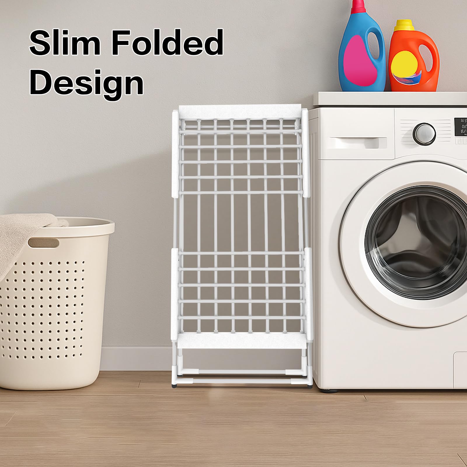 Todeco Sèche-Linge Electrique, Etendoir Pliant d'Intérieur Chauffage, Blanc