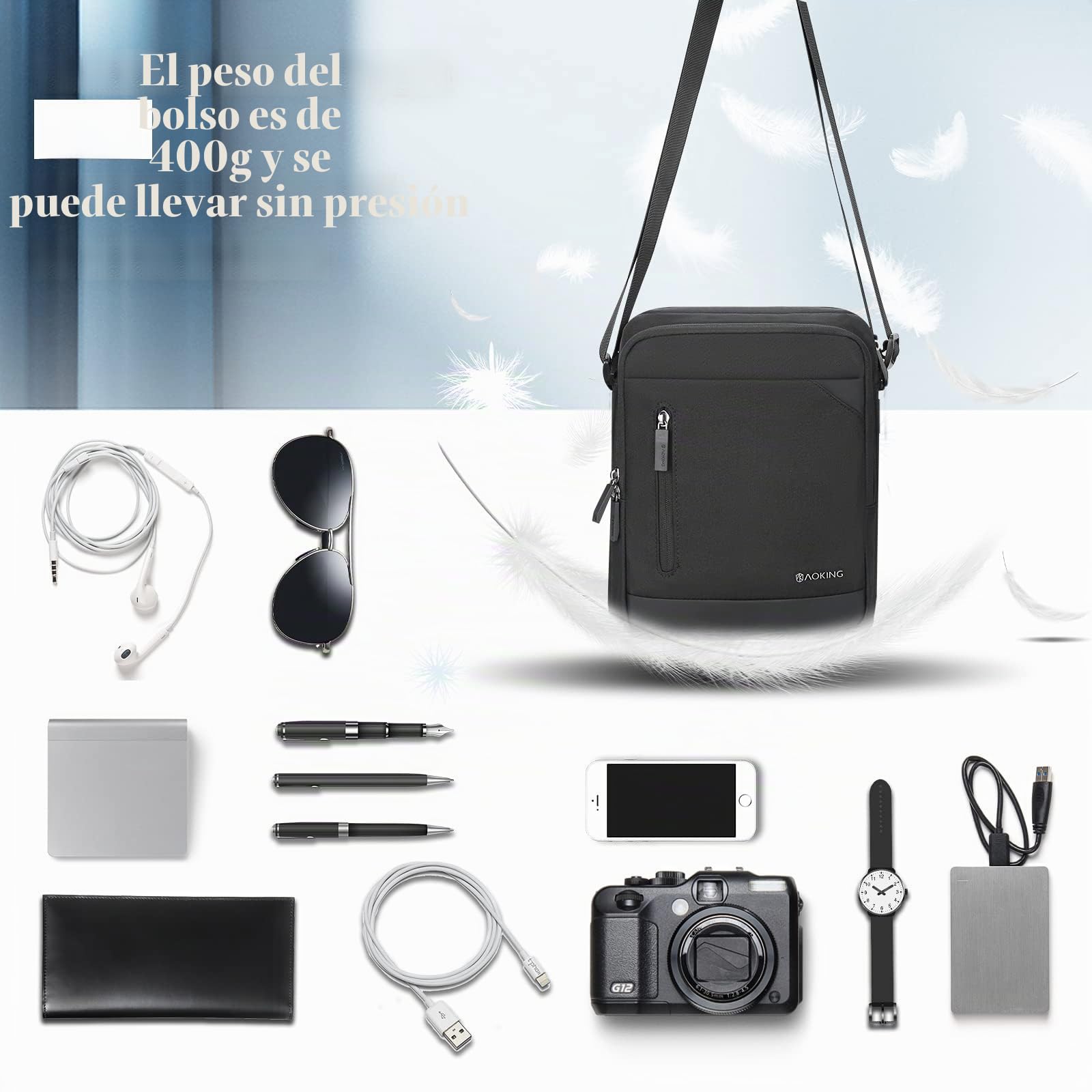 Bolso Bandolera para Tablet iPad de hasta 11 Pulgadas, Bolso de Hombro, Bolso Cruzado, Antirrobo, Resistente al Agua