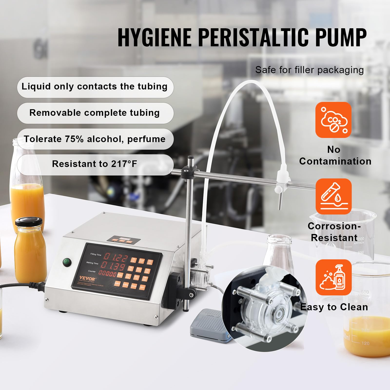 VEVOR Riempitrice Liquidi capacità di Pesatura 5-650 mL, Riempitrice Liquidi Automatica per Bottiglie Controllo Digitale, Riempitrice da Banco con Pompa Peristaltica Acqua Latte Vino Bevande Shampoo