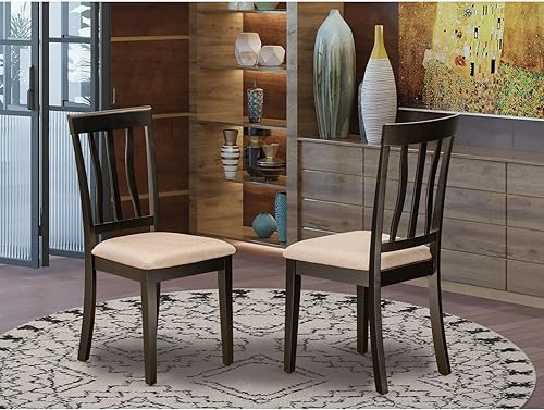 Miniatura 17 de East West Furniture ANC-WHI-W Sillas de comedor antiguas – Sillas de asiento de madera maciza con respaldo de listones, juego de 2, suero de leche y