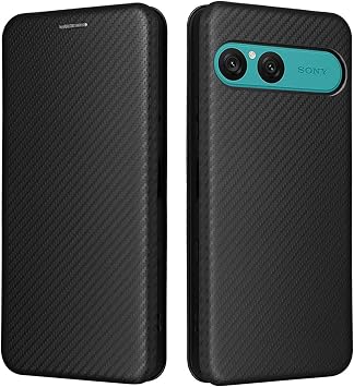 Sony Xperia 10 VII Case, Notebook Type, Sony 10VII 10VII Protective Case, Wallet Type, Thin, Carbon Fiber, Premium PC Material, Shockproof, Anti-Fingerprint, Magnetic Absorption, Card Storage, Full