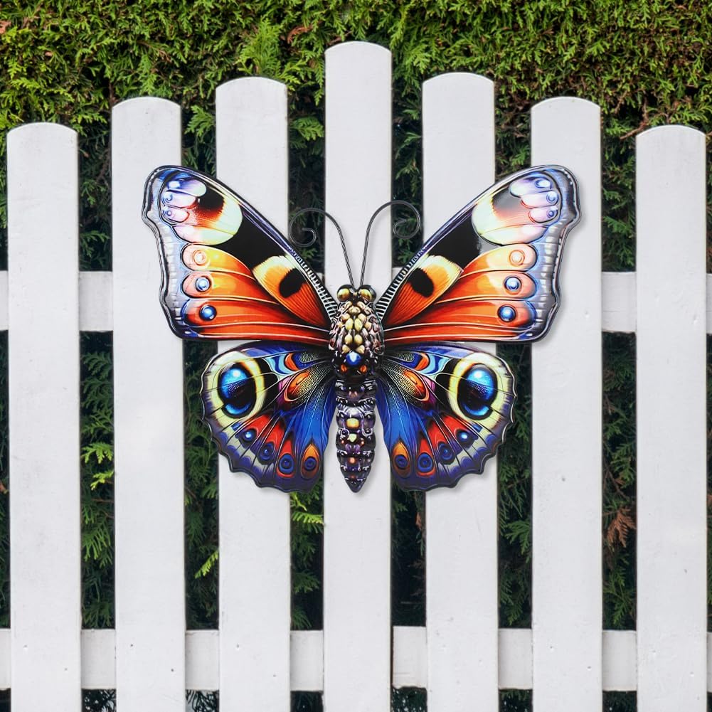 VEWOGARDEN Butterfly Wall Decor, Large Outdoor Metal Hanging Wall Art for Home Outside Patio Garden Fence Decorations