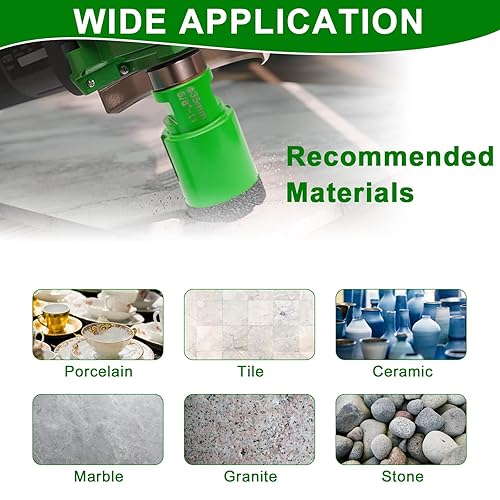 Miniatura 5 de Kit de sierra de agujero de diamante, 7 piezas de sierra de agujero para azulejos de porcelana, cerámica, mármol, ladrillo de hormigón con rosca de