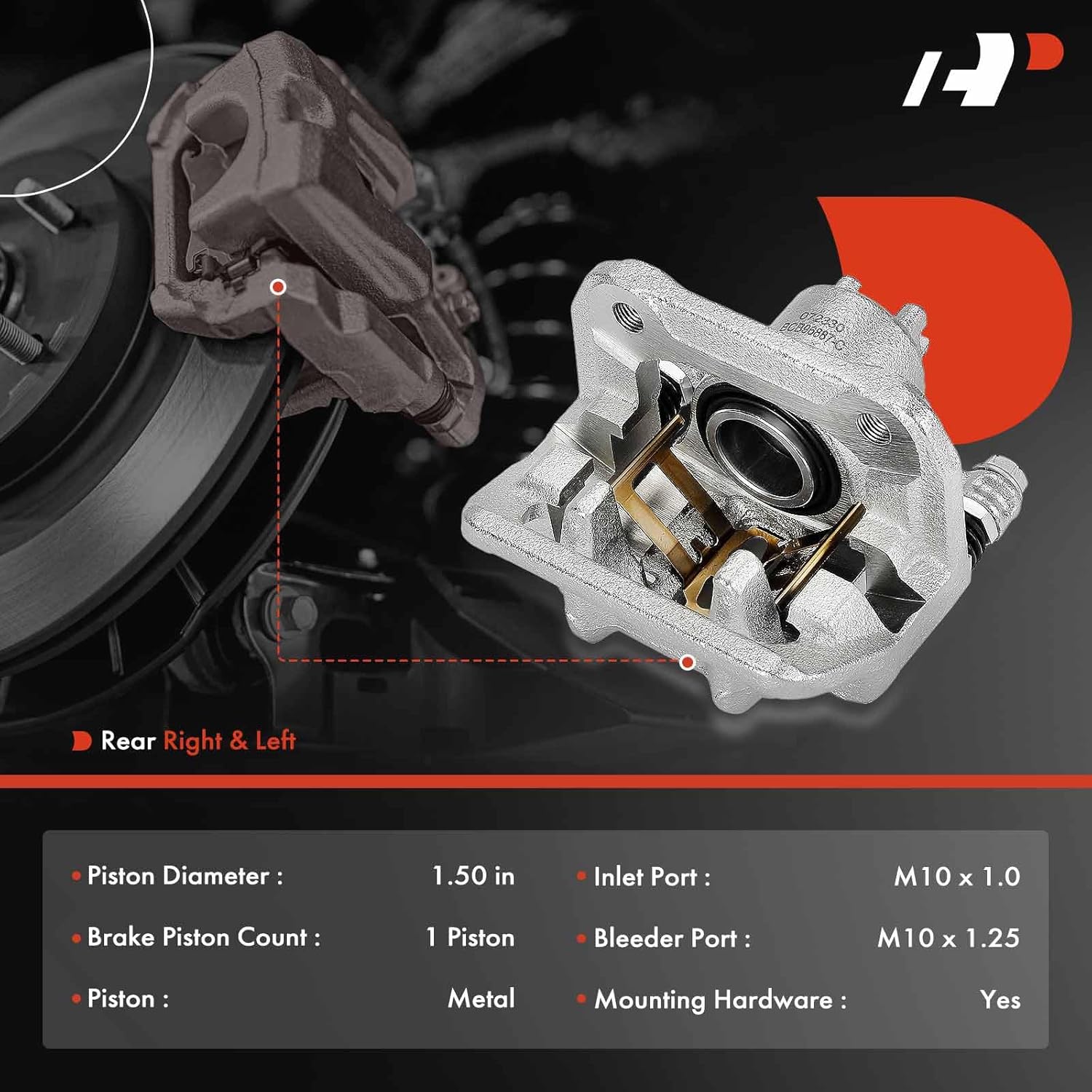 A-Premium Rear Disc Brake Caliper Assembly with Bracket Compatible with Honda and Acura Models - CR-V 2007-2016(2007-2011 Only fit Built in Japan), RDX 2013-2018, Crosstour 2012-2015