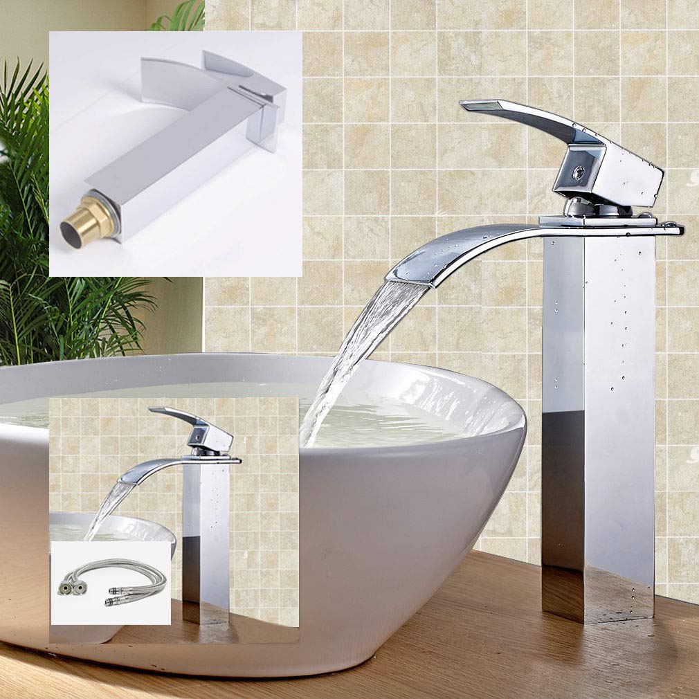 Alto Cascata Contatore Top Bacino Miscelatore Cromato Bagno Lavello Rubinetto Singola Maniglia Singola Foro