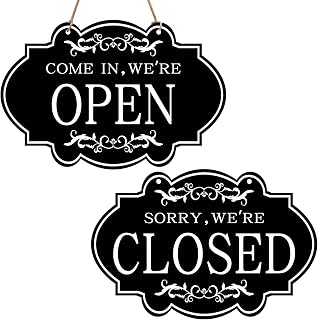 AIEX Open Closed Sign, Double Sided Reversible Enter We Are Open and Sorry We're Closed Hanging Shop Sign for Restaurant Club Cafe Hotel (30 x 20cm)