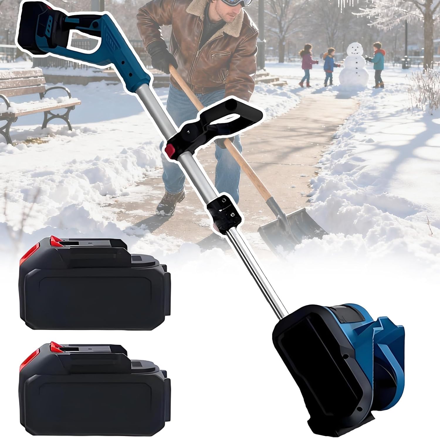 Battery-Powered Snow Blower 7.2lb Light ＆ 26ft Throwing Electric Snow Shovel 21v – Dual Safety Switch Electric Shovel Snow Removal, Snow Removal Machine for Seniors & Home Use