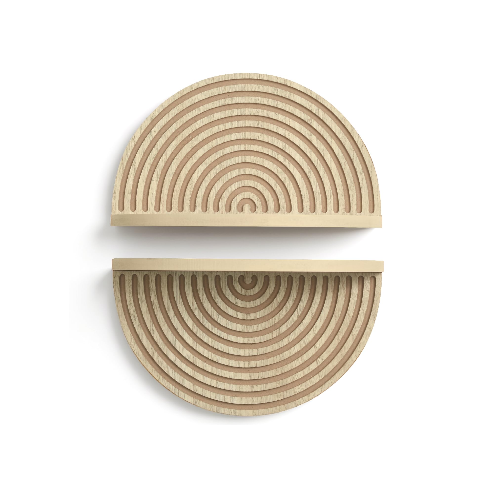 American Art Decor Natural Boho Arched Lunar Ledges Wall Shelf, Wood 2 Piece Floating Bookshelf for Wall, Modular Arch Display Shelf for Bedroom Bathroom Kitchen Living Room Decor, 6.62" H x 11.75" L