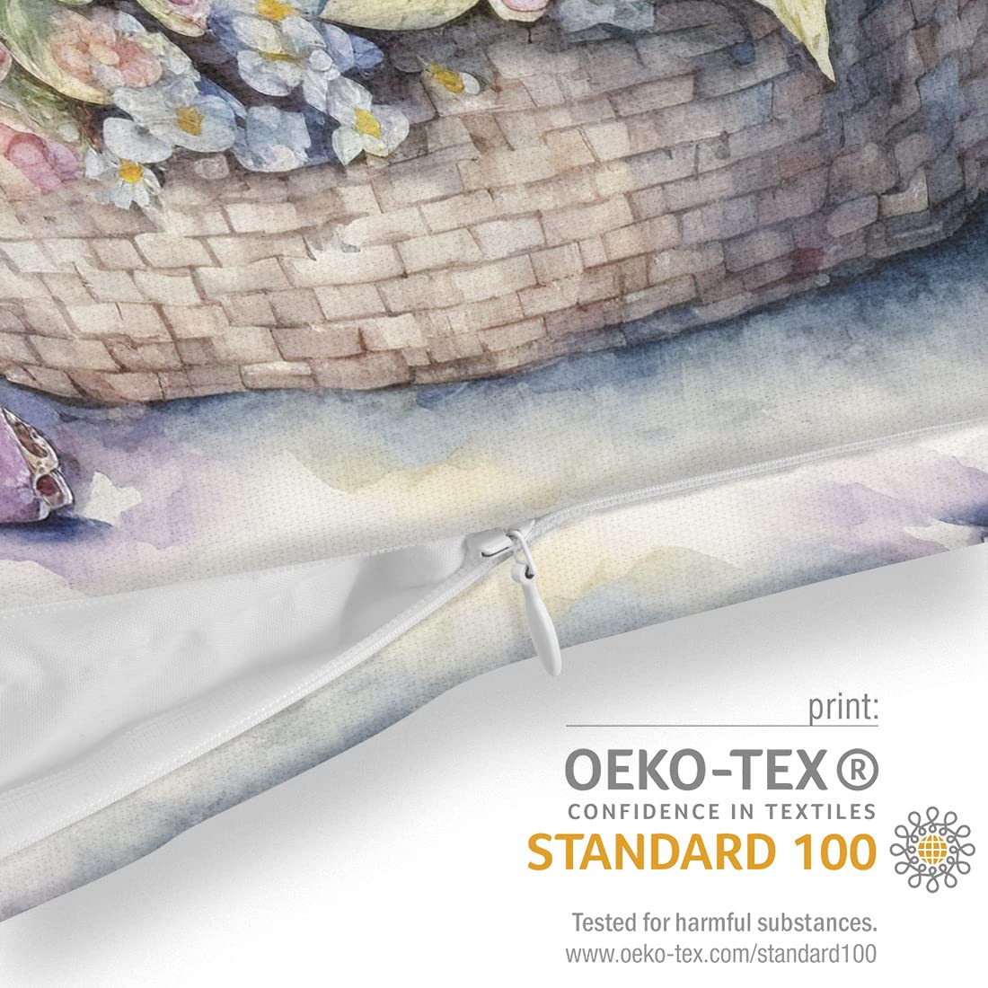 VOID Kleiner Hase Osterkorb 55x55 Kissenhülle Polyester Zierkissen Couchkissen Ostern Osterdeko Deko