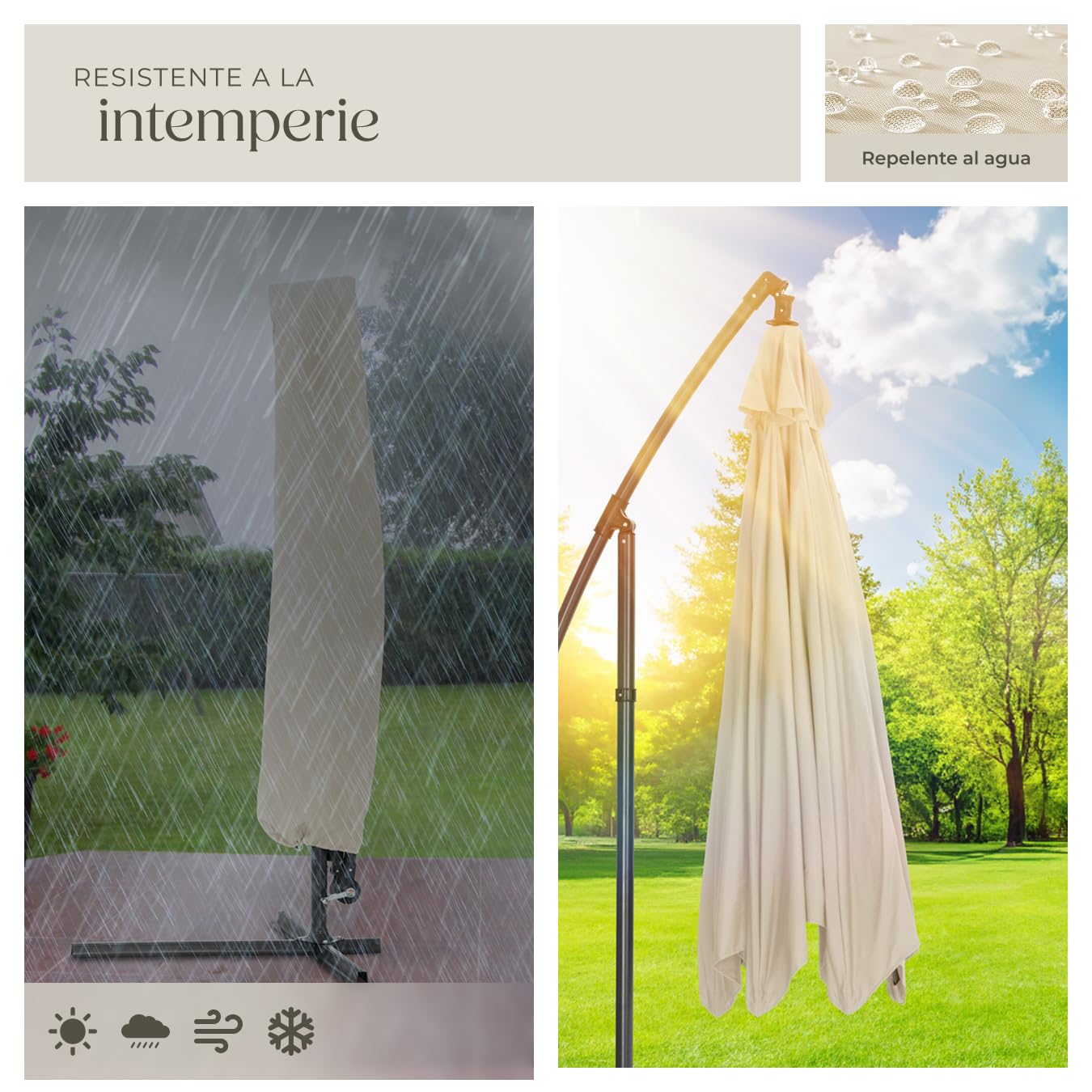 TecTake® Sombrilla, Protección UV, Inclinación Ajustable, Parasol Jardin, Sombrilla Terraza Exterior, Funda Protectora, Ventilación Superior - 3,5m
