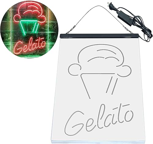 Miniatura 9 de ADVPRO Gelato Ice Cream Shop - Letrero de neón LED de doble color, verde y rojo, 12 x 16 pulgadas st6s34-i3802-gr