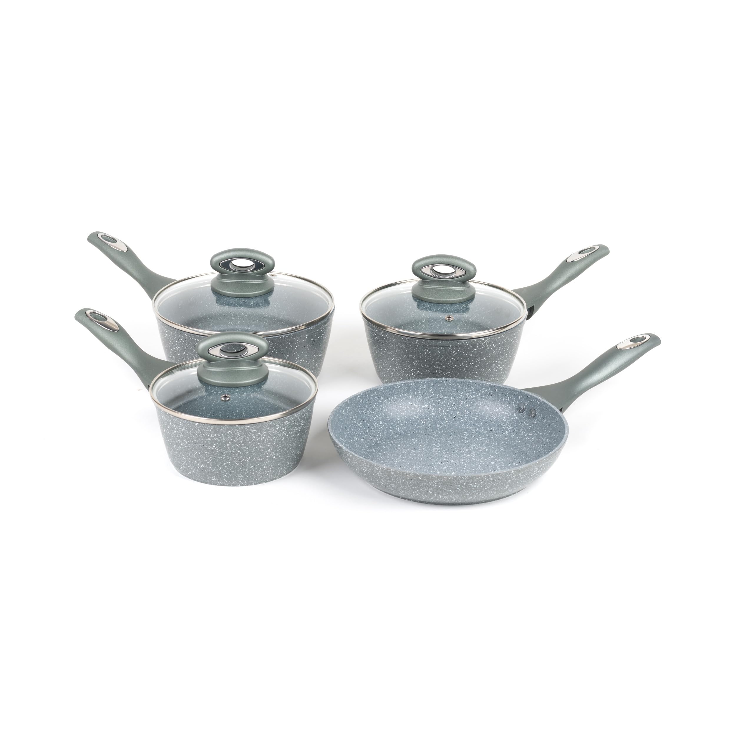 Salter Bw04151g1ar 4 Piece Pan Set, Non-Stick Induction Hob Suitable With 16/18/20 Cm Saucepans With Lids And 24 Cm Frying Pan, Tough Forged Aluminium