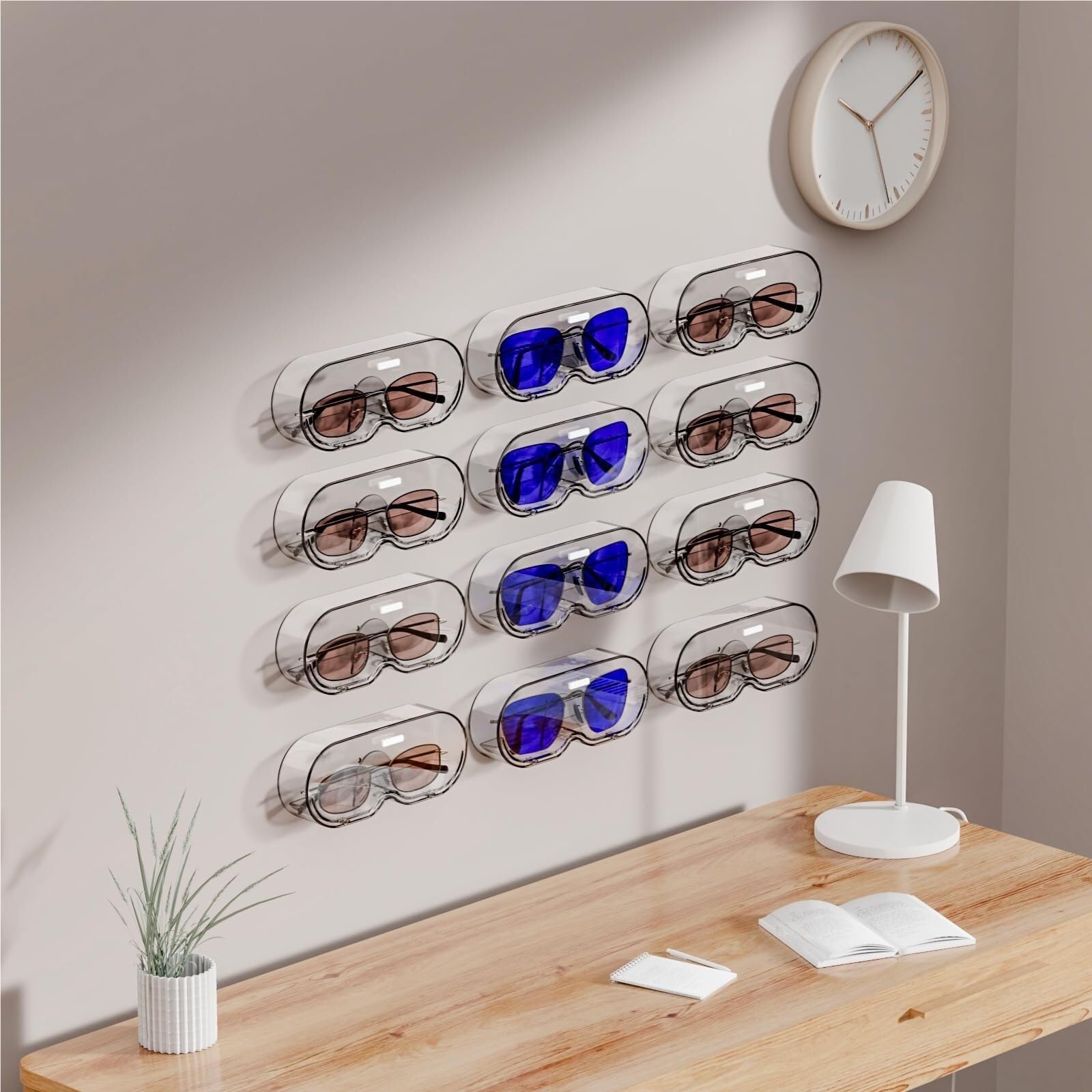 Brillenbox Vielseitig 6er-Pack Transparenter Sonnenbrillen-Organizer Zur Wandmontage Oder Als Tischständer Sonnenbrillen Aufbewahrung