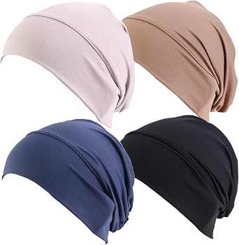 4 Pieces Womens Muslim Sleep Chemo Hat Beanie Turban Hat Beanie Hijab Caps Head Wrap