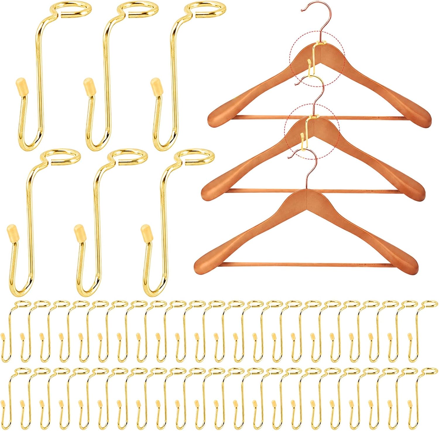 50pcs Clothes Hanger Connector Hooks,Space Saving Hanger Hooks,Gold Outfit Hangers Extender Hook,Closet Organizers and Storage Utility Hook,College Dorm Room Essentials