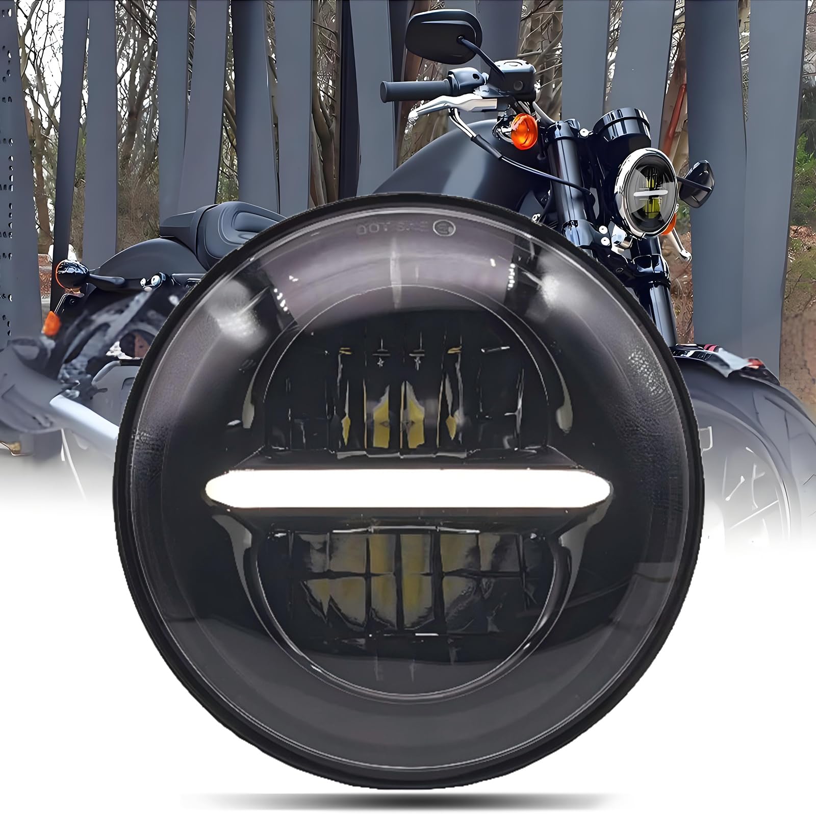 DREAMIZER 5.75 '' Faro LED para Motocicleta Homologados, Compatible con Harley Davidson Softail Dyna Super Wide Glide Low Rider Night Rod Sportster Iron 883 Indian Bobber Triumph.